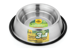 3-in-1 Stainless Steel Pet Bowl – Non-Skid. Spill-Proof. Portion Control Food & Water Dish with Measurement Marks for Dogs & Puppies