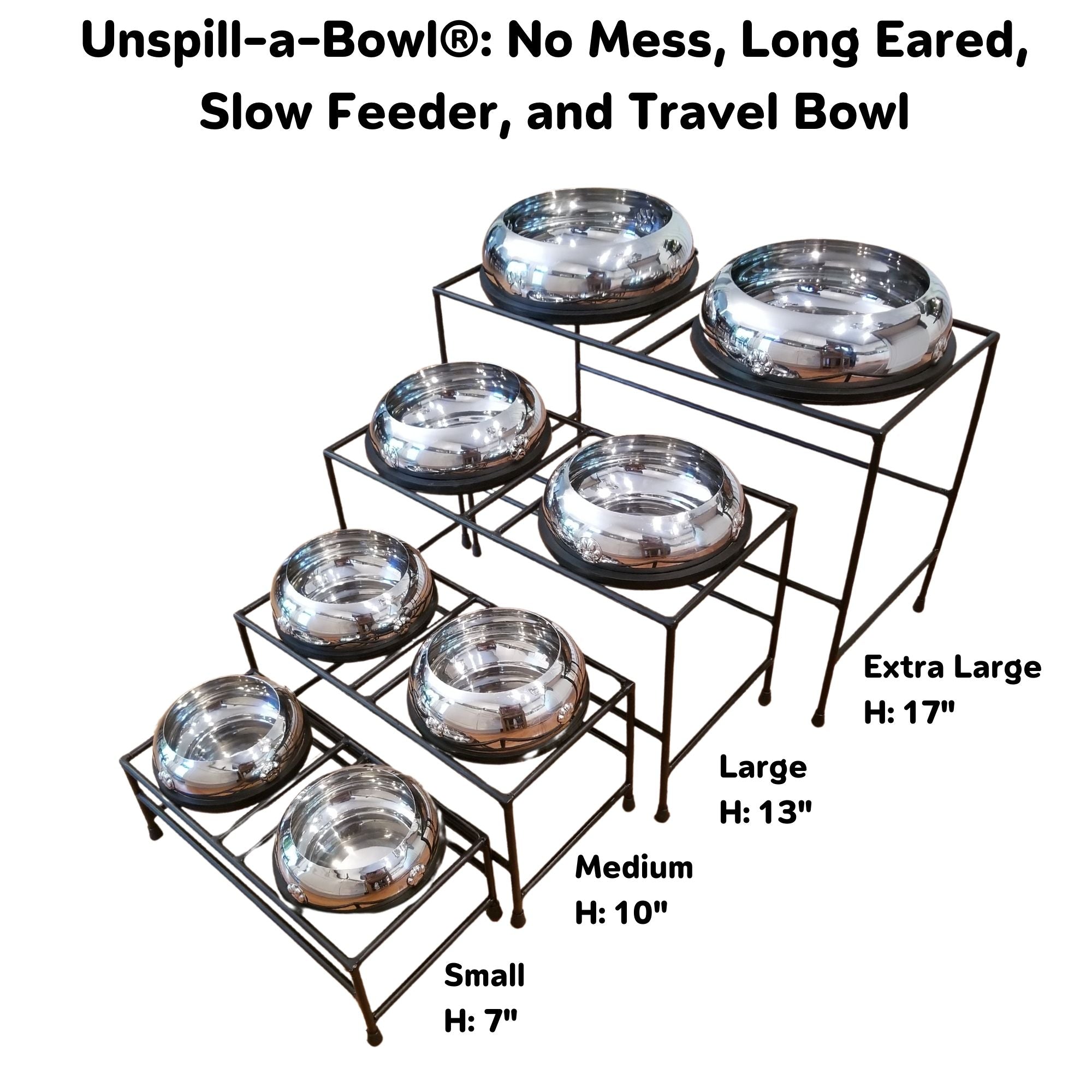 Adjustable Double Bowl Elevated Dog Feeder – Stainless Steel Stand for Raw. Wet & Dry Food – Small to XL Sizes