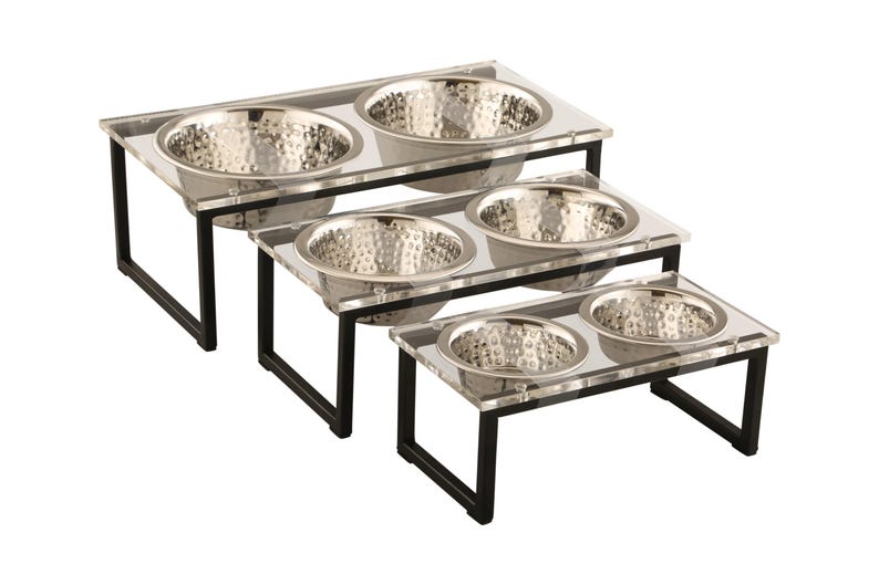 Acrylic Elevated Double Diners. stylish for all decor.