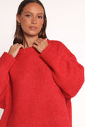 Lloyd Oversized Crew Knit Sweater - Red